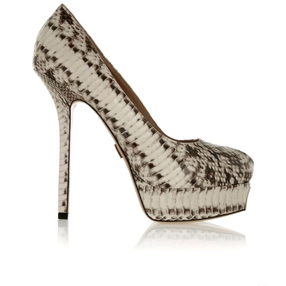 Michael Kors snakeskin peep toe stiletto platform heels - Picture 3 of 12